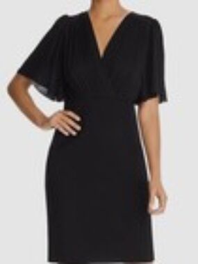 Elie Tahari Women's Black Tavara V-Neck Short-Sleeve Sheath Dress Size US 4